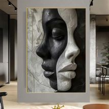 Diamant-Stickerei, abstraktes schwarz-weißes Gesichts-Make-up, voll quadratisch, rund, Diamant-Mosaik-Kunst, Gemälde, Kreuzstich, Wanddekoration