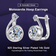 IOGOU Runde D1.06CT Moissanit Clip Huggie Ohrringe für Frauen Ral 925 Sterling Silber Creolen Luxus Schmuck Hochzeit Geschenk