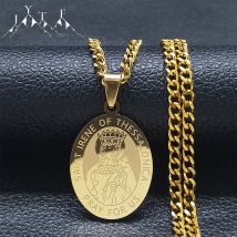 Heilige Irene von Thess alonica beten für uns Erzengel Halskette ovale Edelstahl Gold Farbe Medaille Halsketten Schmuck Geschenke n3189s05
