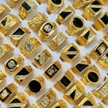 5Pcs Fashion Jewelry Men's Gold Color Enamel Rhinestone Rings Hot Wholesale Mixed Lots Party Drop Ship Free LR4047