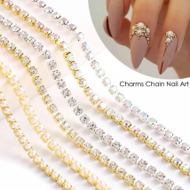 50 cm Nail Art Diamantkette Bunte Nagel Charms Deko Ongles Nail Art Zubehör Metall Stahlkette 3D Nail Art Dekoration