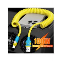 Universal Spring Data Cable Cord 100W PD Dual Type C Fast Charging Line in Car USB C To Type-C Quick Charge Spring Braided Wire