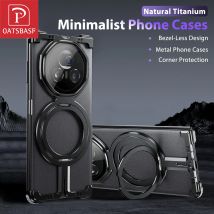 Oatsbasf Metal Phone Case for Honor Magic Vs3/2/V3/2 with Ring Stand Magnetic Slim Frameless Minimalist Bumper Protective Cover