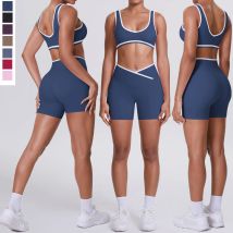 Nuevo sujetador de Yoga, pantalones cortos de Fitness, conjunto de cintura alta, diseño cruzado, pantalones deportivos de Yoga, gran oferta de verano, ropa de Yoga y Fitness