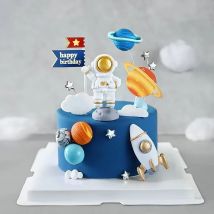 Astronaut Theme Cake Topper Planet Space Rocket Spaceship Birthday Decor Kids Boy Girl Birthday Party Baby Shower Decoratings