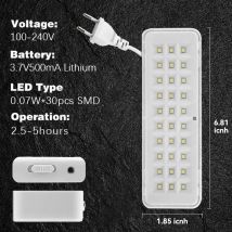 Luce antincendio 30LED Luce di emergenza Apparecchio di illuminazione di emergenza antincendio 2 modalità Lampada di emergenza montata a parete Lampadine per casa intelligente