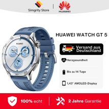 Smartwatch HUAWEI WATCH GT 5 46 mm, ekran AMOLED 1,43 cala, 14 dni pracy na baterii, zdrowie kobiet, monitor snu, zdrowie serca, 5 ATM/IP69K, NFC, Bluetooth 5.2, GPS/GALILEO, iOS i Android