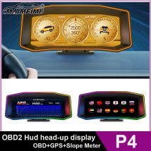 Pantalla frontal P4 Hud OBDII + GPS, medidor inteligente, pantalla frontal para coche, velocímetro Digital, herramienta de diagnóstico de coche Obd2, consumo de combustible