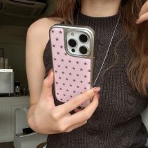 Korean INS Pink Stars Plating Phone Case For iPhone 17 Air 16e 16 Pro Max 15 14 Plus 13 12 11 Shockproof Silicone Back Cover