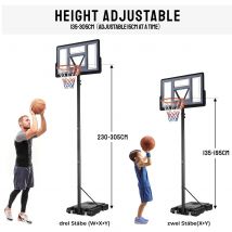 Canestro da basket con ruote, altezza regolabile, 305 cm, base adatta, riempita di acqua e sabbia, per bambini e adulti, uso interno ed esterno