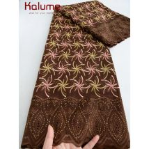 Kalume Afrikanische Schweizer Voile Spitzenstoffe Hochwertiger Baumwoll-Spitzenstoff mit Steinen Nigerianischer Spitzenstoff für Hochzeitskleid F4512