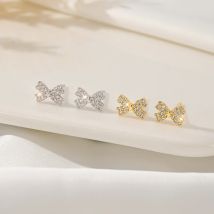 Hallo Mann S925 Sterling Silber voller Zirkon Bogen Ohr stecker Temperament Frauen täglichen Schmuck kreative Geburtstags feier Geschenke