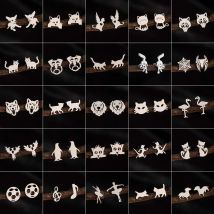 Mehrere Edelstahl Mini Ohr stecker für Frauen Männer Mode Fuchs Fußball Musik Ballett Ohrringe Katze Hund Schmuck Zubehör
