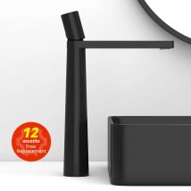 Tuqiu Grifo de lavabo Grifo de baño de latón Grifo mezclador Grifo de lavabo negro/gris Grifo de lavabo frío y caliente de una sola manija