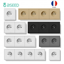 Gniazdo pojedyncze BSEED, podwójne gniazda ścienne, potrójne gniazda elektryczne, cztery francuskie gniazda, matowe panele plastikowe, różne rozmiary.