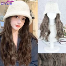 Synthetische Hut Perücke Lange Wasser Welle Perücken Für Frauen Herbst Winter Mode Kappe Haar Perücke Haar Extensions Hitzebeständige Gefälschte Haar