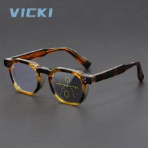 VICKI Zweifarbige Brille mit dickem Rahmen, handgefertigte Retro-Rahmen, Kunst kann individuell angepasst werden, verschreibungspflichtige Multifokus-Brille 527