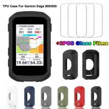 For Garmin Edge 850 550 Protective Case Cover + 2PCS Glass Films Bike Bicycle GPS Silicone Shell Protector Edge540 Edge840