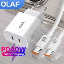 Adattatore per caricabatterie rapido PD a doppia porta di tipo C per caricabatterie rapido da 40 W per iPhone 15 14 Samsung S23 Xiaomi 10A Cavo da USB C a USB C