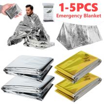 1-5PCS Emergency Blanket Outdoor Survive First Aid Blanket Foil Thermal Blanket for Camping Mat Pad Windproof Rescue Blanket
