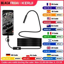 Telecamera per endoscopio Android da 7MM 3 IN1 Micro USB tipo C periscopio Mini telecamera impermeabile LED ispezione per auto per HUAWEI XIAOMI PC
