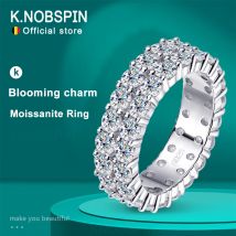 Knobspin 3mm d vvs1 Moissan ite Ringe für Frauen Mann trend ige Party HipHop Schmuck gra zertifiziert 925 Silber zweireihige Ewigkeit Band