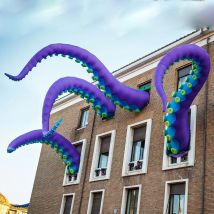 Tentacolo gonfiabile viola gigante del polpo con il ventilatore per la decorazione commerciale del partito del tetto della fase di prestazione di eventi all'aperto di Halloween