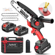 Avhrit 8-Zoll-Bürstenlos-Mini-Kettensäge, 8000mAh-Akku, Schmiersystem, werkzeugloses Kettenspannsystem