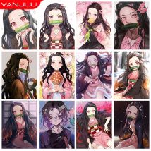 Dämonen töter 5d Diamant Malerei Kit Kamado Nezuko Kreuz stich Diamant Stickerei Voll diamant Mosaik DIY Strass Wohnkultur