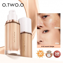 O.TWO.O Flüssige Foundation-Creme für das Gesicht, 30 ml, Make-up-Basis mit hoher Deckkraft, SPF30, wasserfester Concealer, Make-up-Grundierung