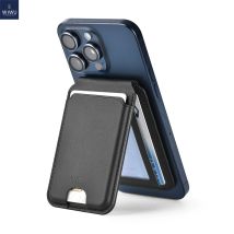 WiWU Mag Wallet für iPhone 16, 15, 14, 13, 12, Diebstahlsicheres RFID-Futter, PU-Leder, Kreditkartenbox, starker magnetischer Handy-Ständer