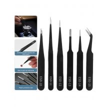 5-6Pcs Portable Watch Repair Tools Anti-Static Stainless Steel Tweezers Clamping Tool Straight Bend for Watchmaker Accessories