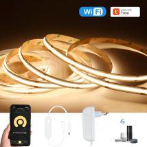 Tuya WiFi COB LED Strip 12V 1m 2m 3m 4m 5m Bianco caldo Armadio Illuminazione dell'armadio Arredamento della stanza 3000-6500K per Alexa Google Assistant