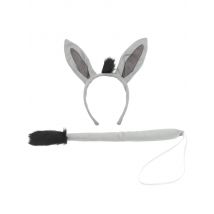1 Set Donkey Costume Props Donkey Ear Headband Tail Animal Accessories Halloween Party Cartoon Animal Cosplay Set