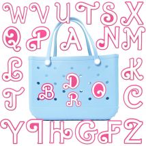 1PCS Rosa Alphabet Damen Einkaufstasche Charms A-Z Brief Handtasche Zubehör für Frauen Outdoor Strand Einkaufstasche Dekorationen