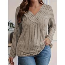 Plus Size Elegantes, lässiges Damen-T-Shirt, modisches, lockeres T-Shirt, Damen-Temperament, langärmeliges T-Shirt, Urlaub, Wochenende
