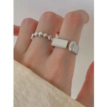 VENTFILLE 925 Sterling Silver Ring for Women Girl Gift Retro Open Trend Unique Design Geometric Asymmetric Jewelry Dropship
