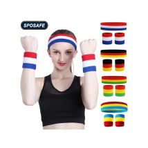 3Pcs/Set Sports Striped Sweatbands Set Includes 1PC Headband and 2PCS Wristbands Colorful Cotton Sweatbands for Men Women