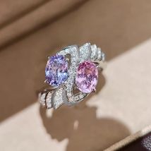 Huitan Charming Purple/Pink Cubic Zirconia Women Rings Romantic Bridal Wedding Accessories Sparkling Rings Party Fashion Jewelry