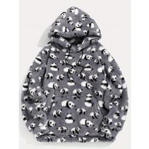 Lady Aztec Panda bedruckter, ultrafeiner österreichischer Fleece-Modepullover mit Kapuze