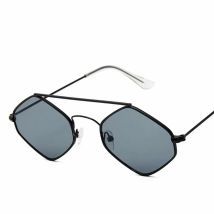 Vintage Polygonal Ocean Sonnenbrille für Damen mit Retro-Metallrahmen und Doppelstrahl-Design