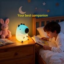 Cute Capybara LED Night Light for Kids 7 Colors Touch Cartoon Silicone Bedside Sleep Lamp Birthday Gift for Children's Room