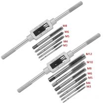 M3-M12 8/6 PCS Set di maschietti manuali metrici HSS Trapano per maschiatura per destrimani Chiave per punzonatura Utensili manuali Maschio per realizzare filettatura in acciaio