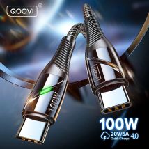 QOOVI PD 100W USB C to USB Type C Cable For Macbook Laptop Charger Fast Charging For iPhone 15 Xiaomi Samsung Charge Cord