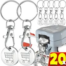 1/20 pezzi carrello della spesa gettoni portachiavi mini metallo colore argento portachiavi rimozione etichetta moneta decorazione in acciaio inossidabile