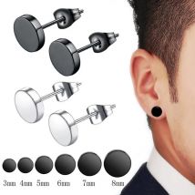 1 Paar Herren runde Ohr stecker Edelstahl feine Nadel zurückschieben Ohr stecker Frauen einfachen Schmuck