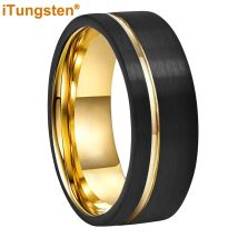 Wolfram 6mm 8mm schönes Ehering Wolfram karbid Ring für Männer Frauen mit versetzter Nut und gebürstetem Finish Komfort Passform