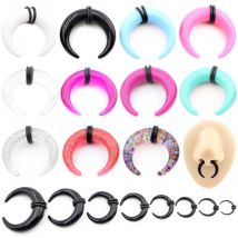 2 szt. Akrylowe C Sahpe róg bawolego ucha Pincher przegroda pierścienie Piercing czarne ucho stożkowe nosze Expander biżuteria do ciała 1.6mm-16mm