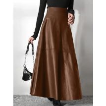 ZANZEA Gonna lunga in pelle PU da donna 2025 Autunno Elegante OL Lunga Saias Moda Solid Mujer Faldas Casual Vita alta Cerniera Jupe