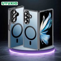 UYUXIO Durchscheinende magnetische Handyhülle für Samsung Galaxy Z Fold 7, kabellose Ladehüllen mit Magnet, schlanke Rückseite